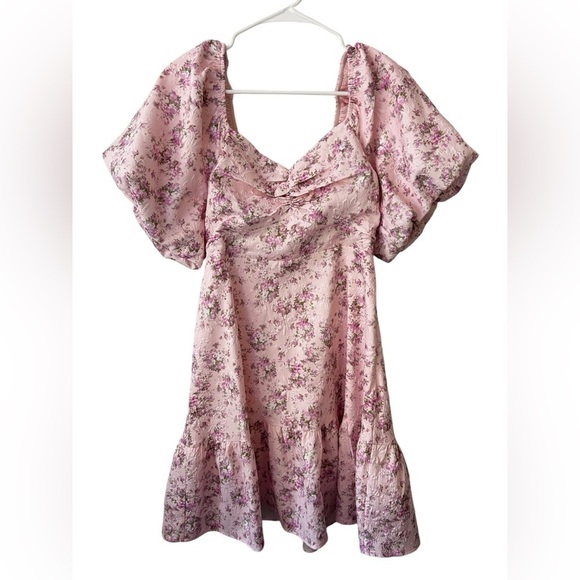 English Factory Textured Floral Mini Dress Pink Size Medium - Picture 4 of 9